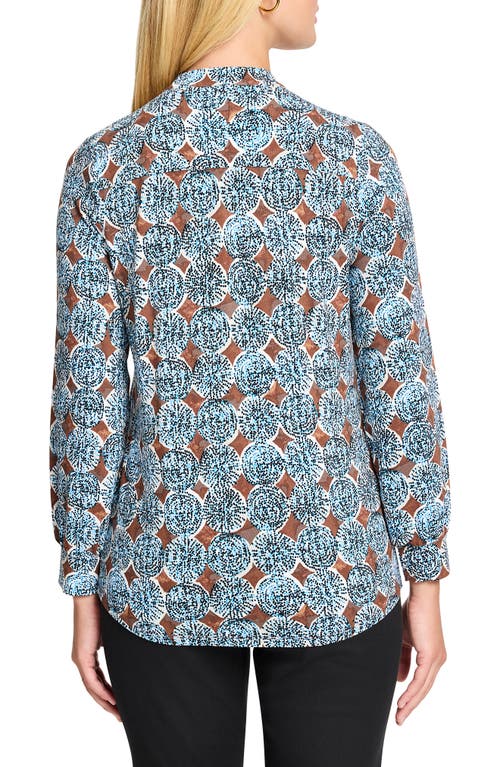 Nic + Zoe Sand Dollar Long Sleeve Top In Blue Multi In Blue Multi