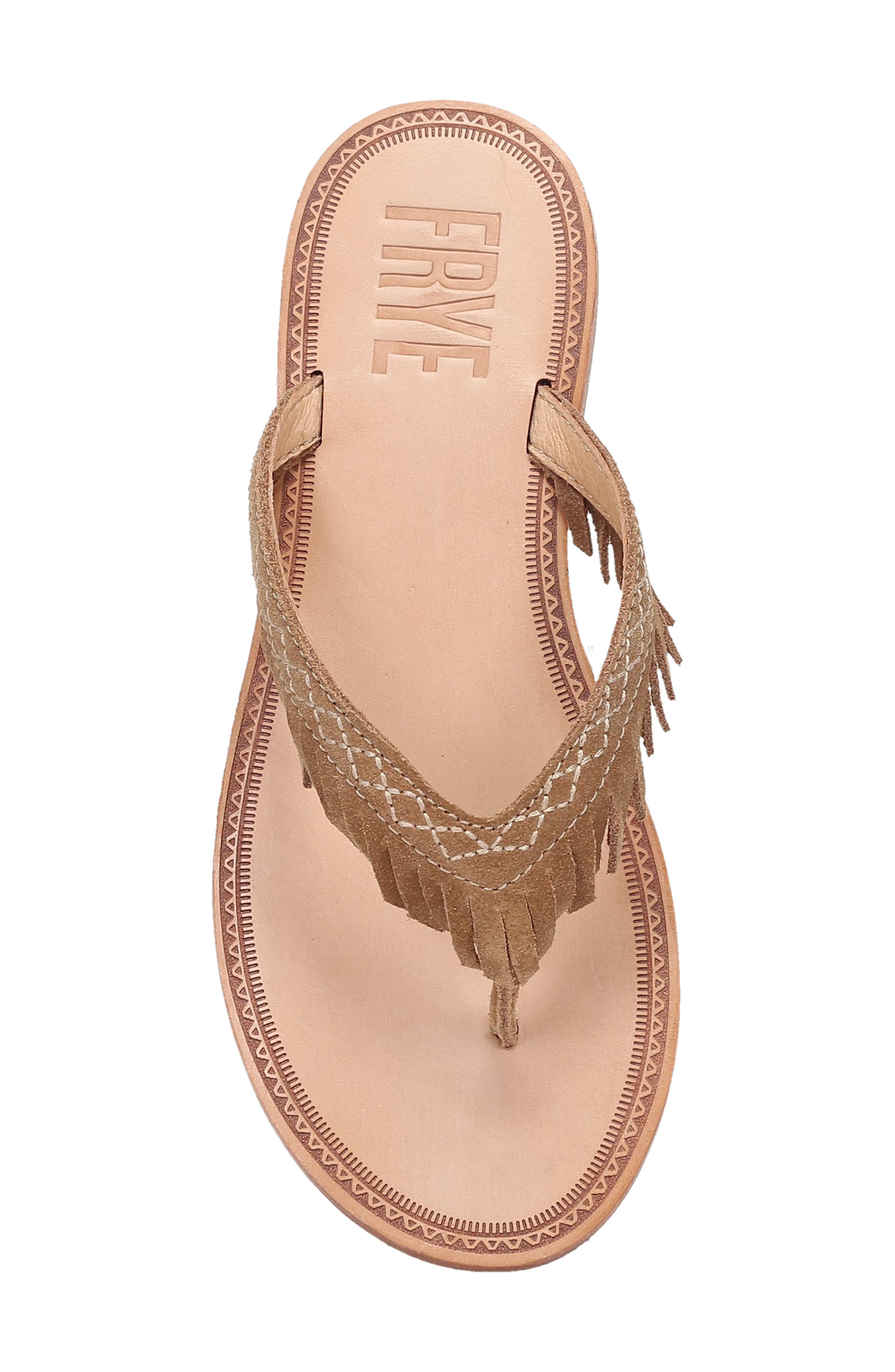 Ava Fringe Flip Flop, Alternate, color, ALMOND