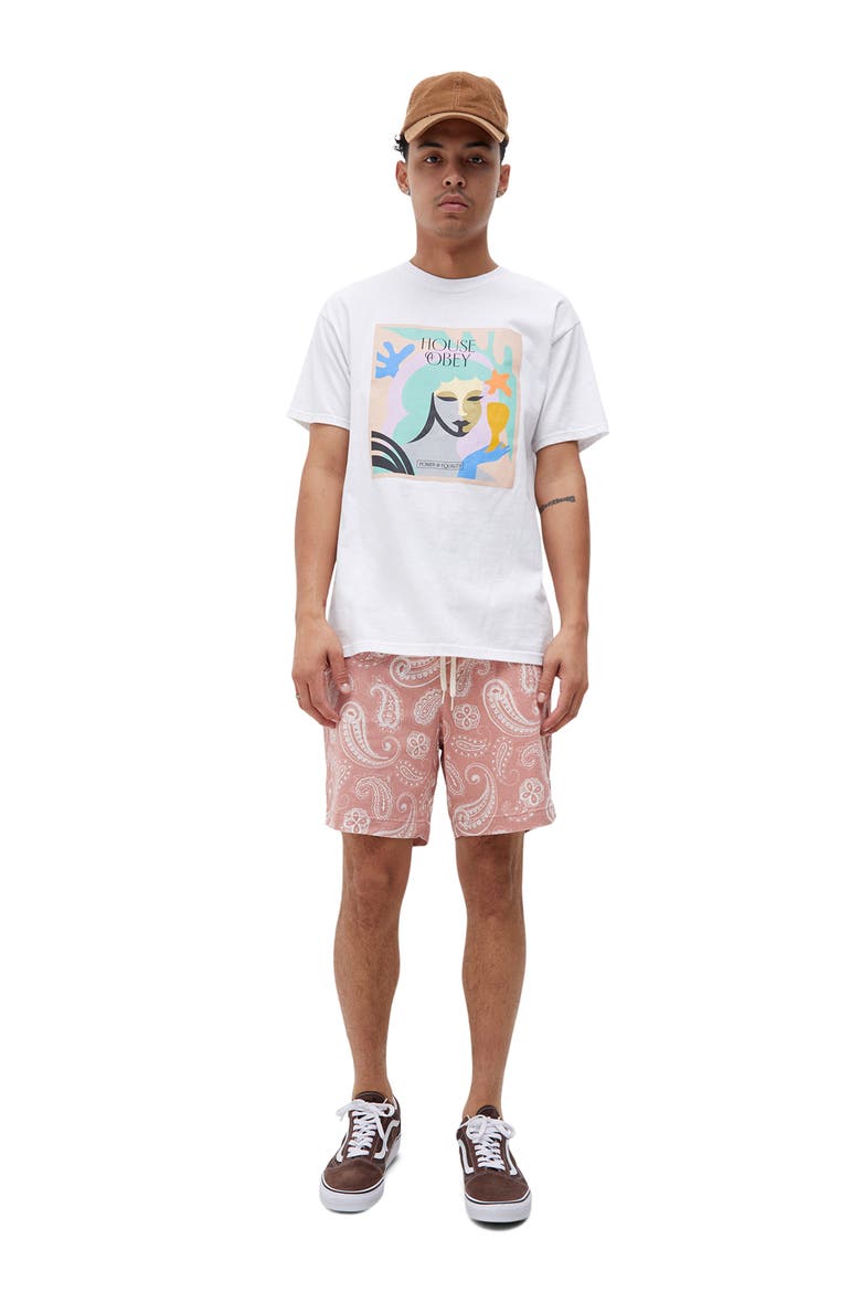 Reed Paisley Twill Swim Trunks, Alternate, color, PINK