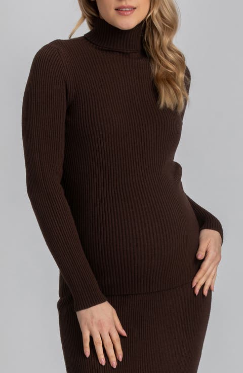 Aurora Turtleneck Rib Maternity Sweater