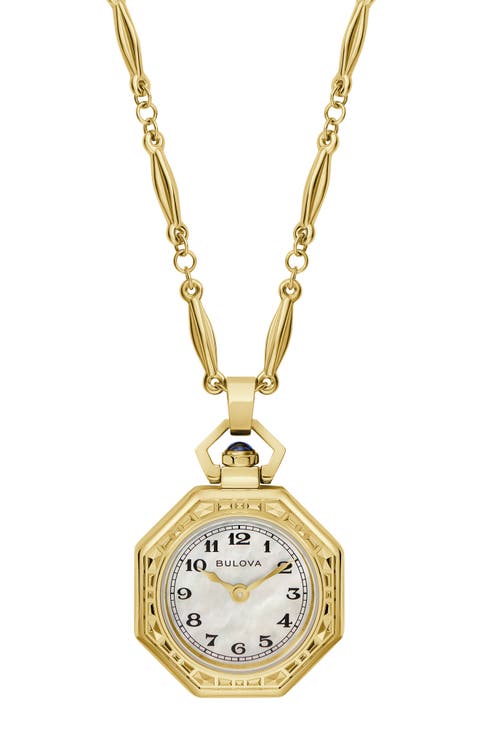 Rubaiyat Mother-of-Pearl Pendant Necklace Watch, 28.8mm