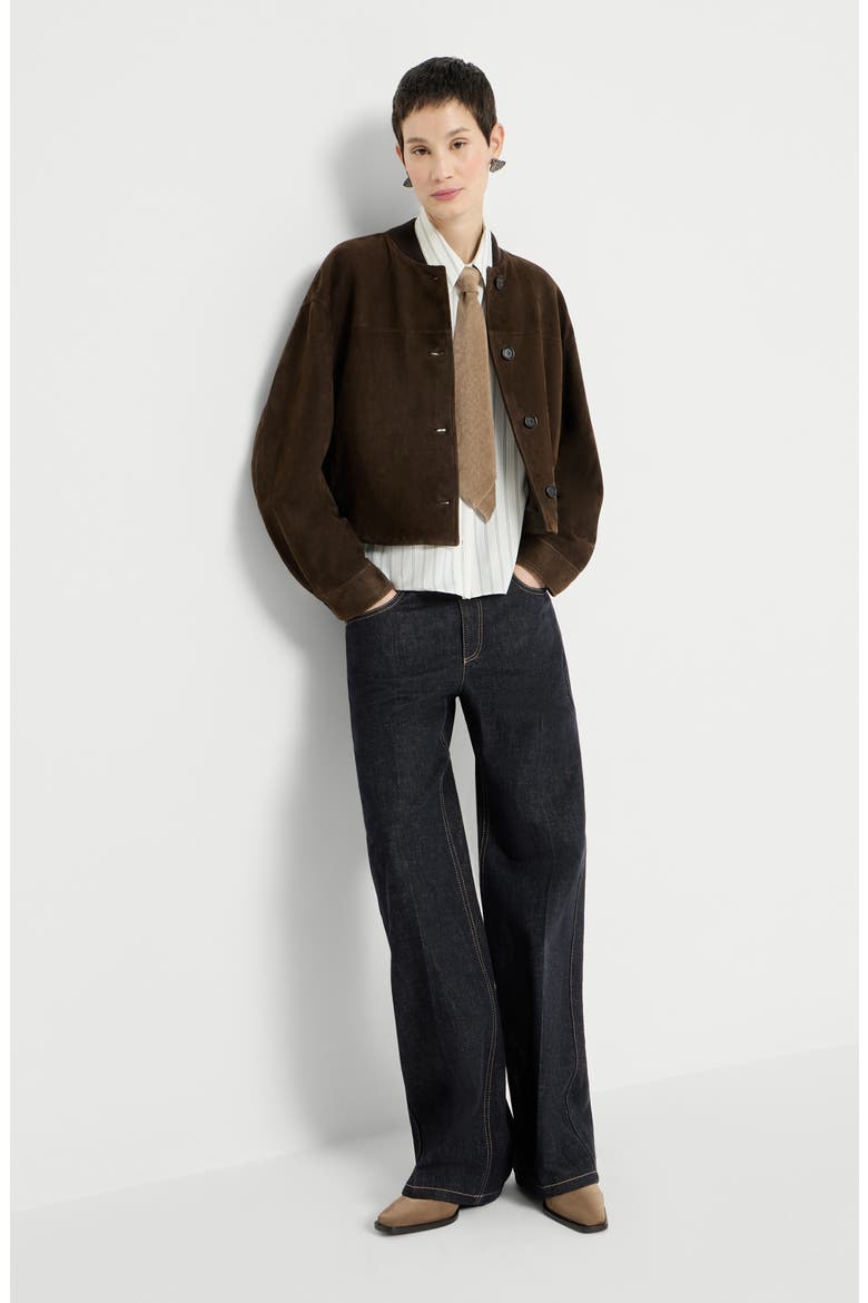 No-fade denim contemporary trousers with monili, Alternate, color, Dark Denim