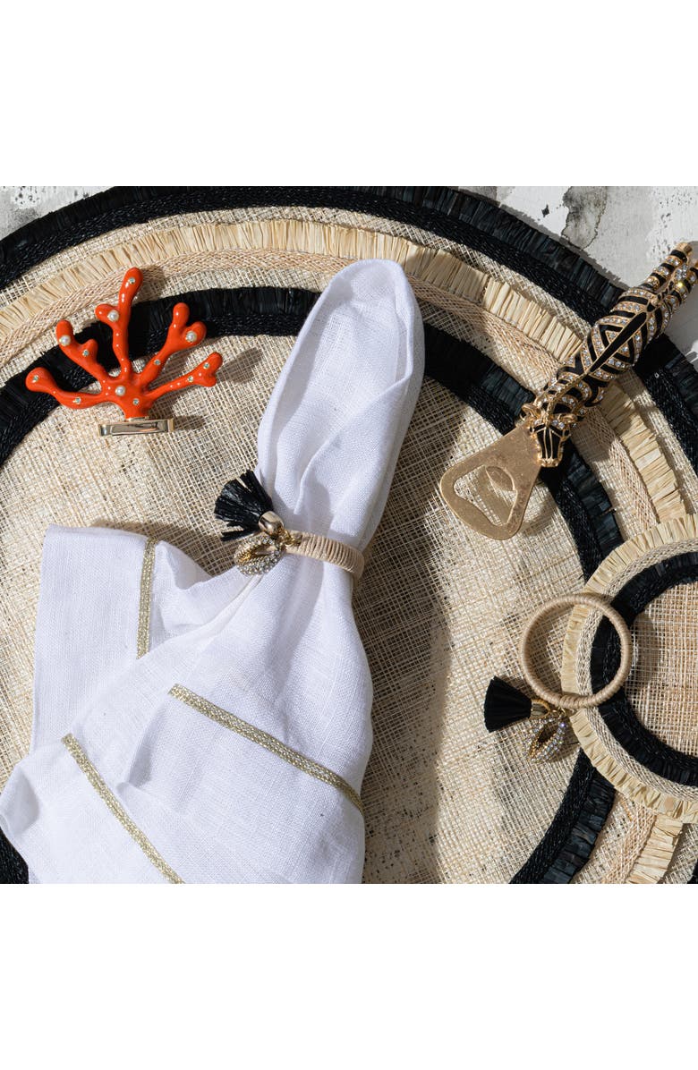 Joanna Buchanan Ruffle edge straw coasters, Alternate, color, Black