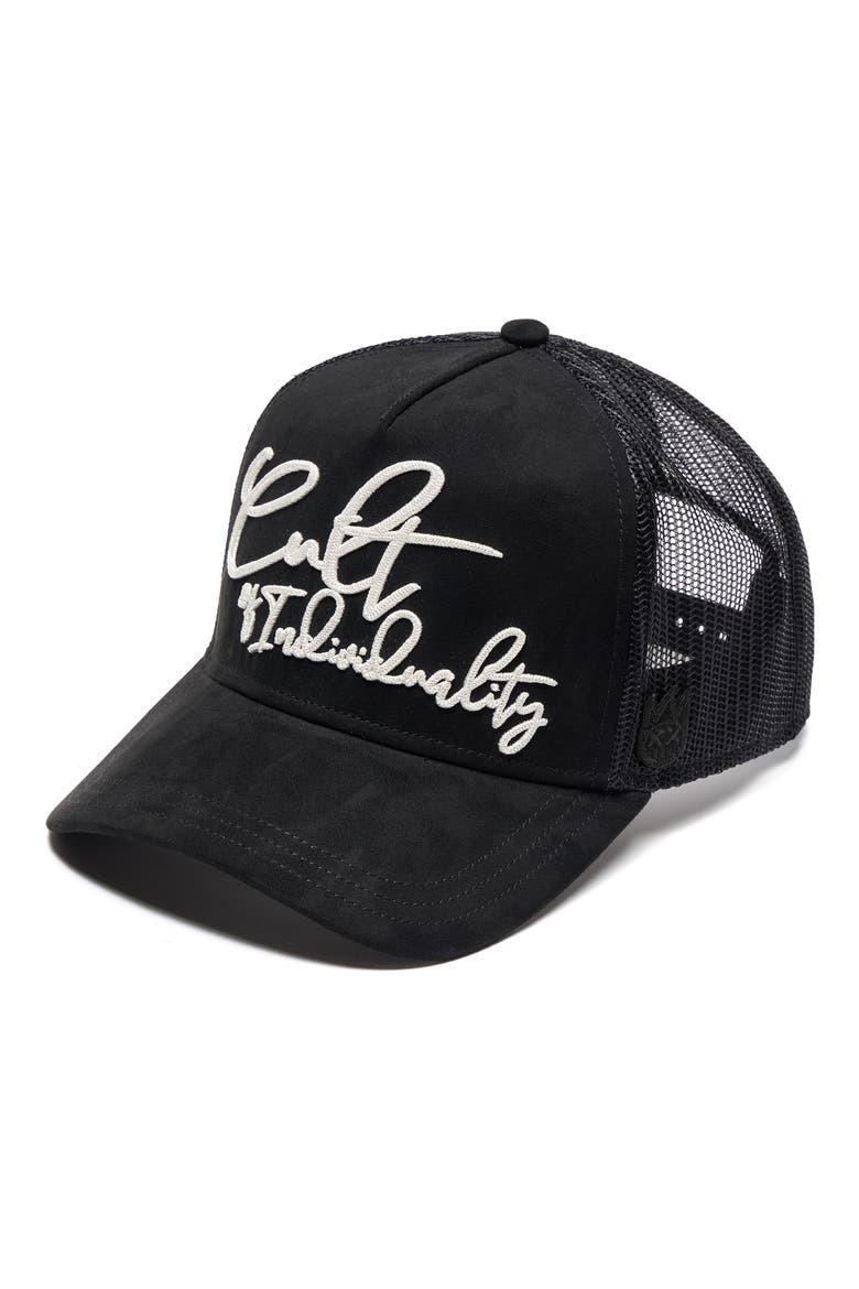 Mesh Back Trucker Baseball Cap, Alternate, color, BLACK
