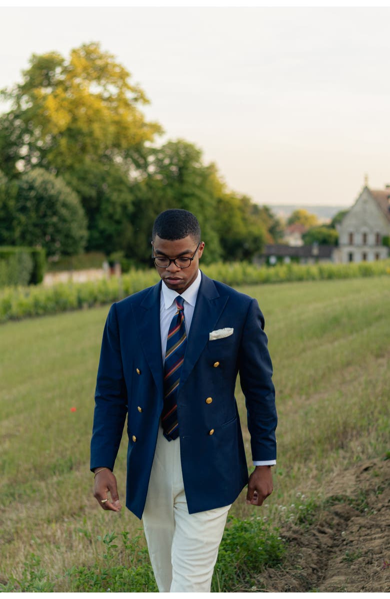 Elizabetta Battisti - Extra Long Silk Jacquard Tie for Men, Alternate, color, Navy