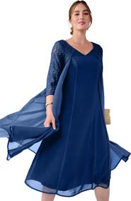 Jessica London A Line Lace Overlay Dress
