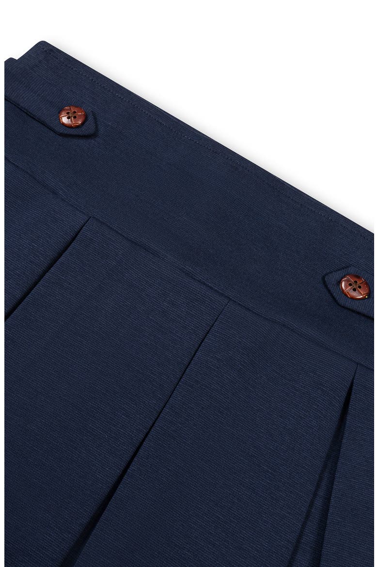 Kids' Ponte Pleated Button Tab Skort, Alternate, color, Navy
