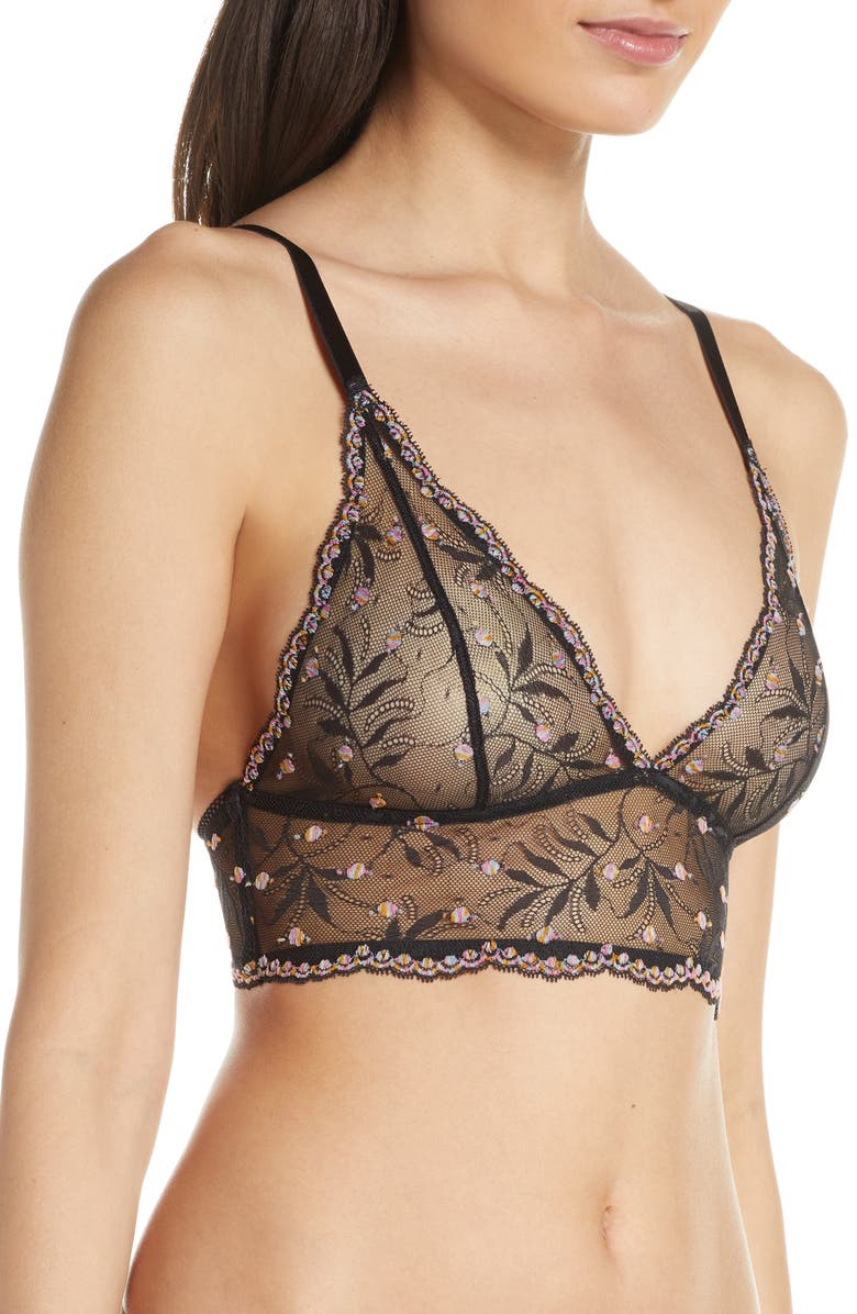 Calvin Klein Floral Lace Longline Bralette, Alternate, color, 
