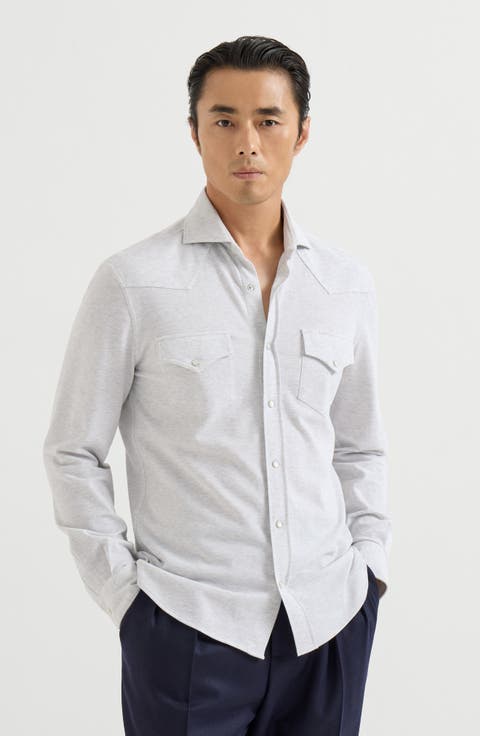 Cotton piqué western shirt