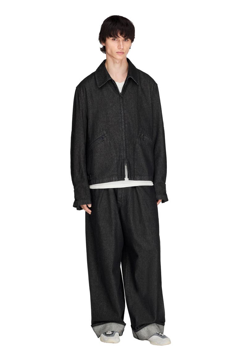 Zip Front Denim Jacket, Alternate, color, BLACK
