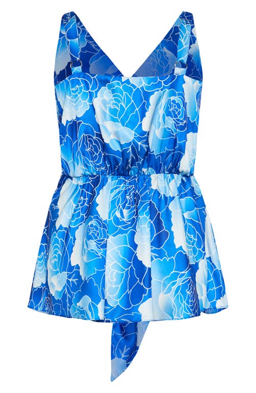 City Chic Serena Twist Floral Tank In Blue