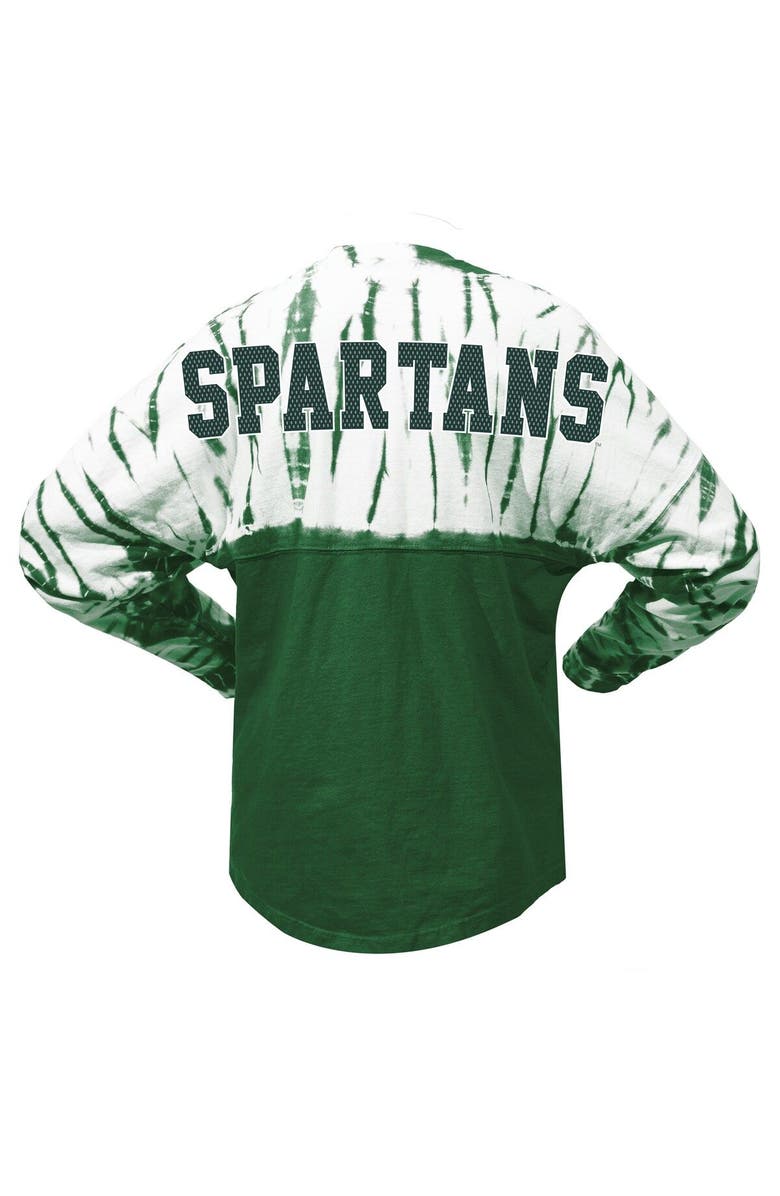 SPIRIT JERSEY Women's Green Michigan State Spartans Tie-Dye Long Sleeve Jersey T-Shirt, Alternate, color, Green