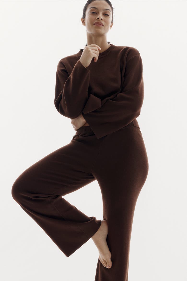 Fine-knit Trousers, Alternate, color, Dark brown