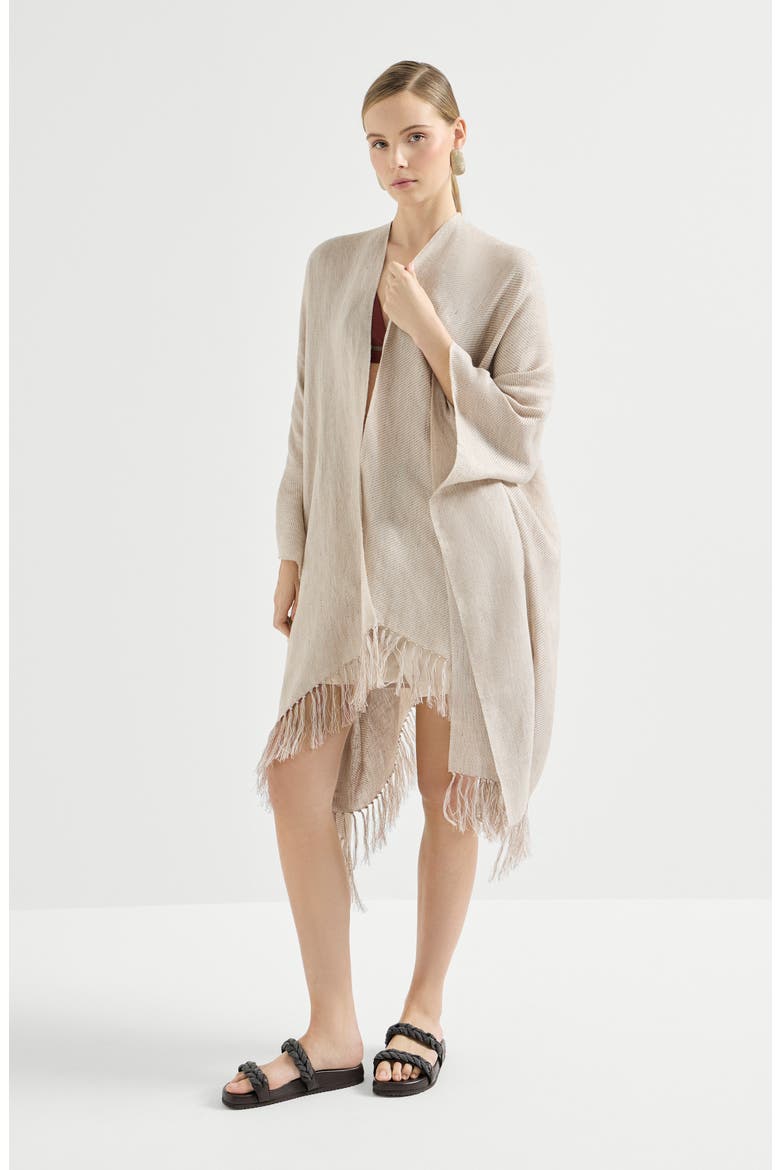 Linen cover poncho, Main, color, Beige