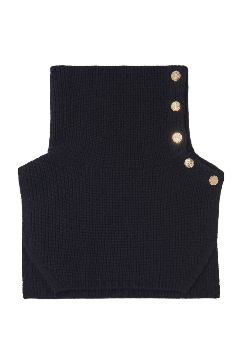 Button-up wool mix collar wrap, Main, color, Black