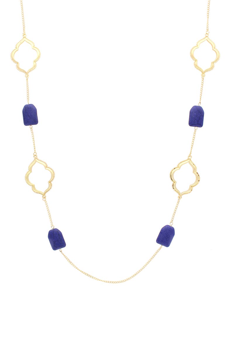 OLIVIA WELLES Eileen Resin Station Necklace, Main, color, Matte Gold / Blue