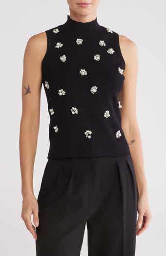 JASON WU Embellished Mock Neck Crop Tank