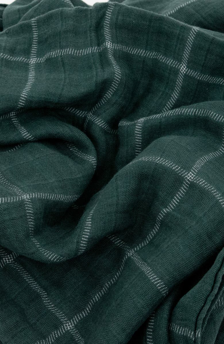 little unicorn Cotton Muslin Swaddle Blanket, Alternate, color, Evergreen Plaid
