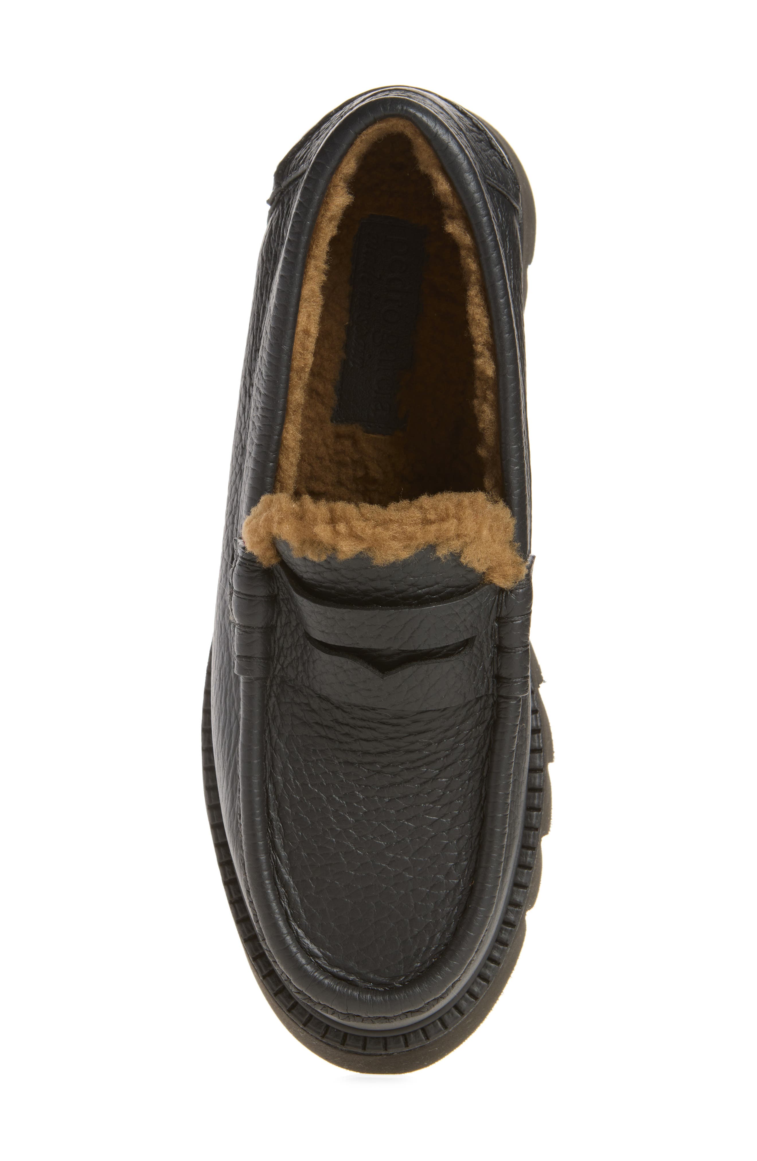 Sebas Lug Penny Loafer, Alternate, color, BLACK CERVO-SHRLNG