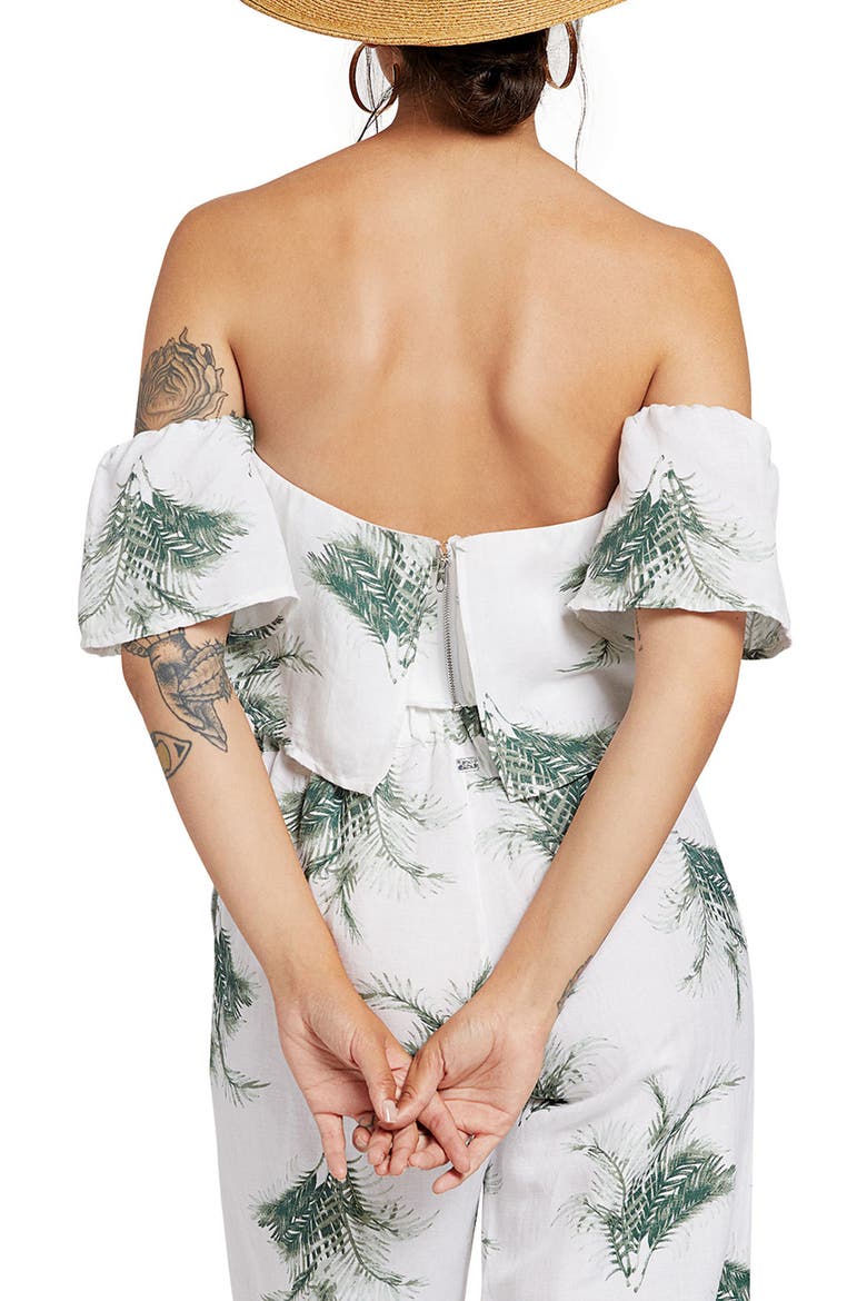 Tropi Twist Off the Shoulder Crop Top, Alternate, color, WHITE