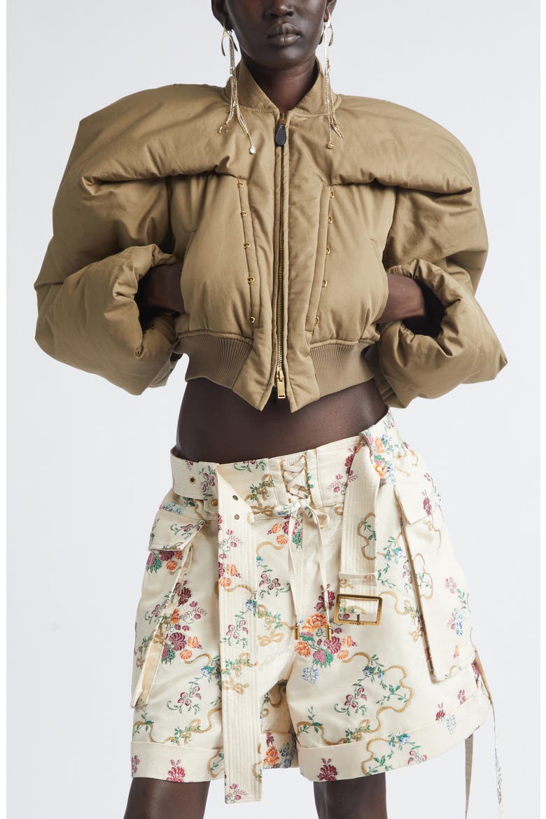 Crop Bomber Jacket, Alternate, color, KHAKI
