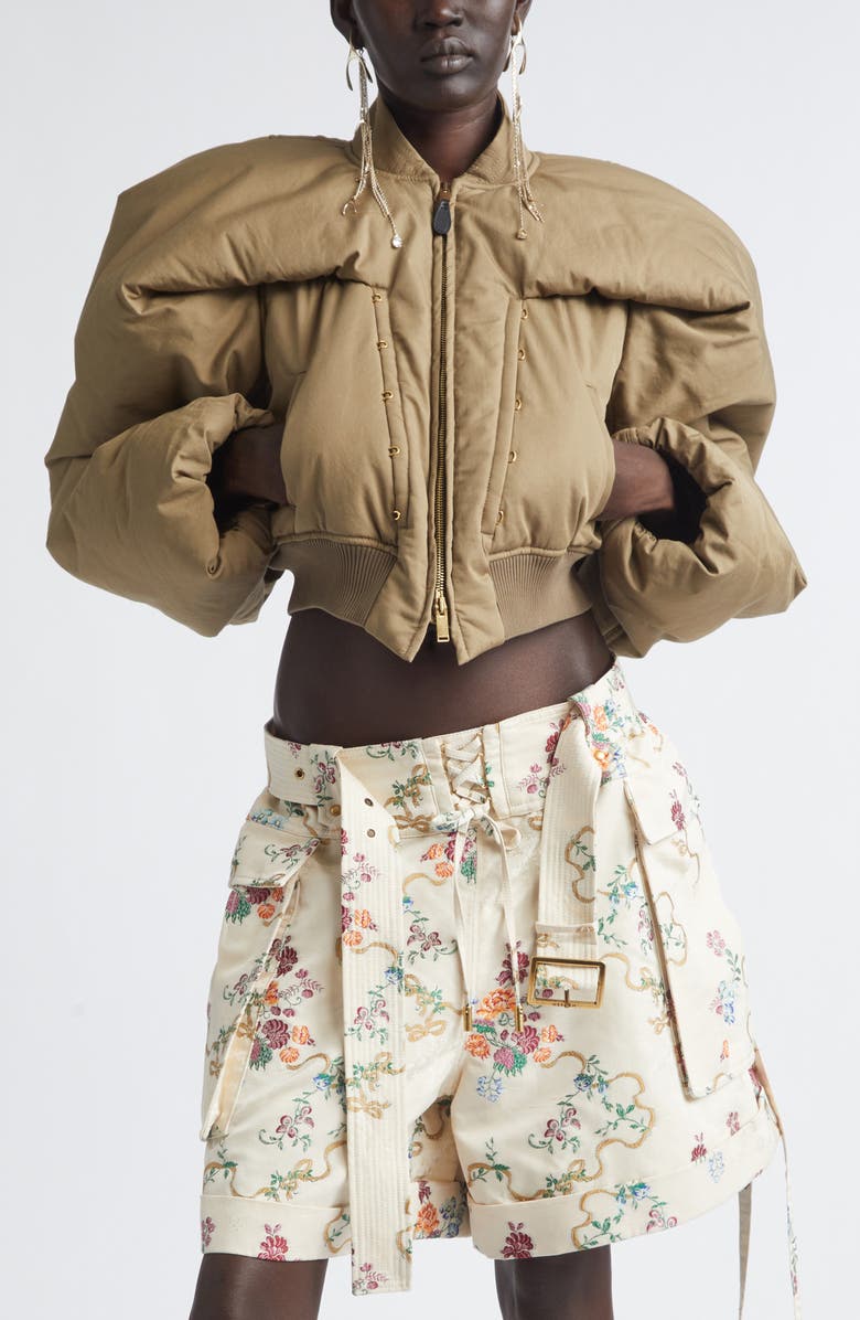 McQueen Crop Bomber Jacket, Alternate, color, Khaki