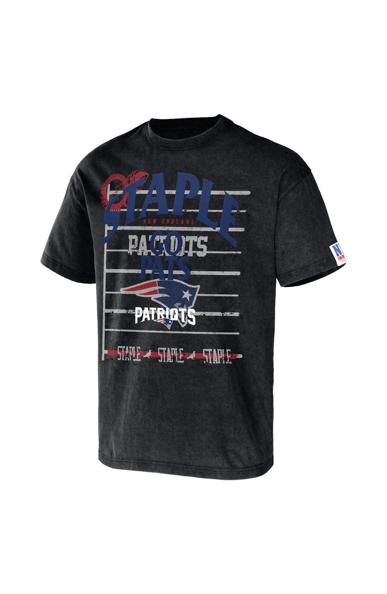 STAPLE Men's NFL x Staple Black New England Patriots Throwback Vintage Wash T-Shirt, Alternate, color, 