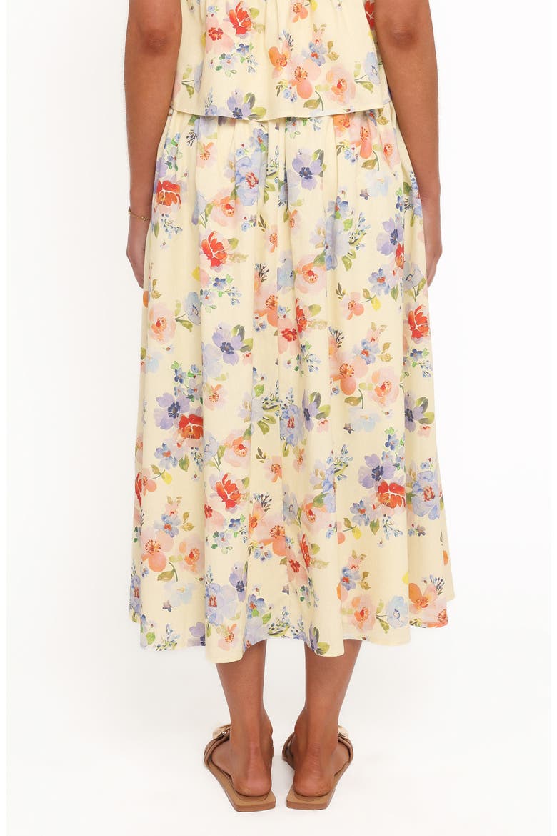Saskia Floral Print Maxi Skirt, Alternate, color, LEMON FLORAL