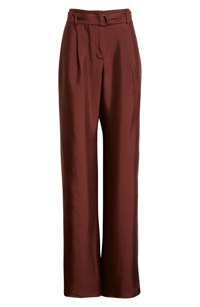 LAPOINTE Belted Wide Leg Silk Twill Trousers, Alternate, color, 