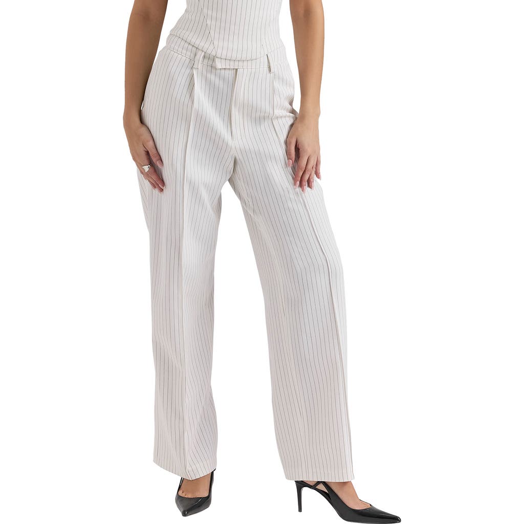 House Of Cb Hayden Tailored Pants In Pinestripe-white And Black