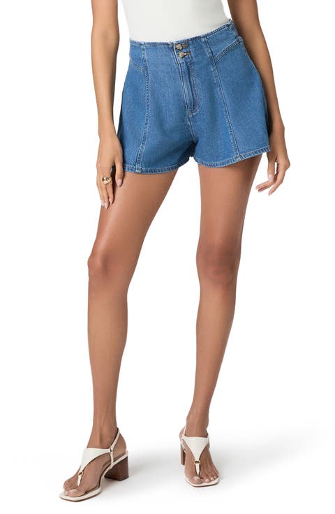 Joelle High Waist Flare Denim Shorts (Anchored)