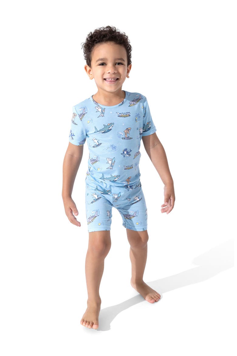 Shark School Kids 2-Piece Short Sleeve & Shorts Pajama Set, Alternate, color, Shark School
