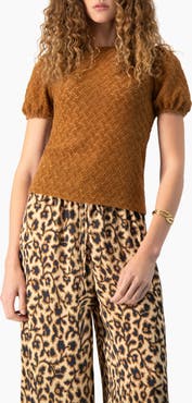 IVONNE Back- Button Knit Crewneck Blouse