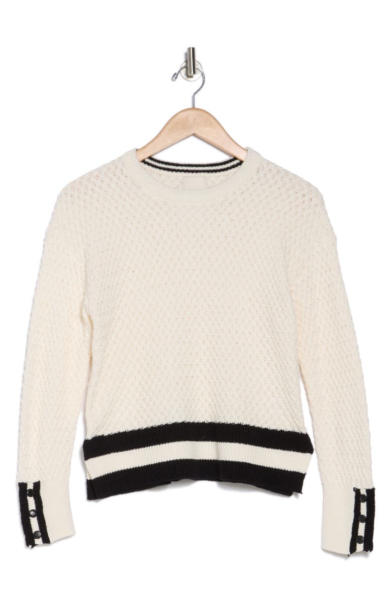 INDUSTRY REPUBLIC CLOTHING Basket Stitch Stripe Trim Sweater, Alternate, color, 