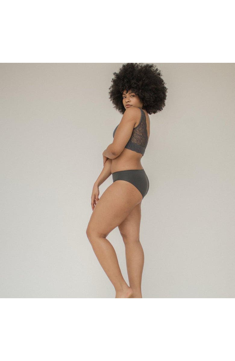 BRABAR Comfy Undies Midi Bikini, Alternate, color, Black, Asphalt, Mushroom