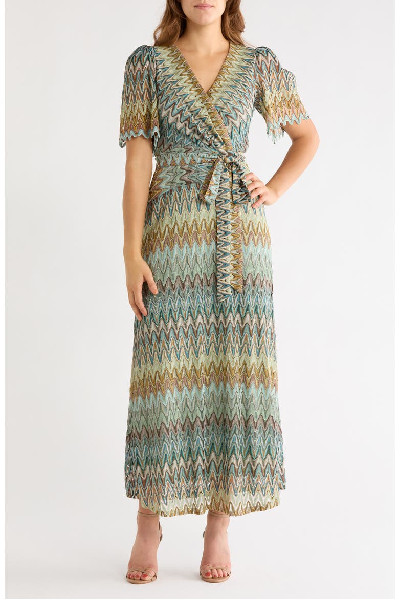 Crochet Maxi Dress, Main, color, TEAL/ SAGE/ MULTI