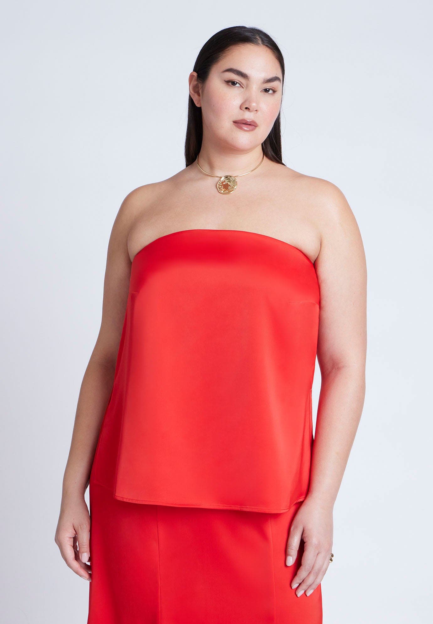 Column Satin Tube Top