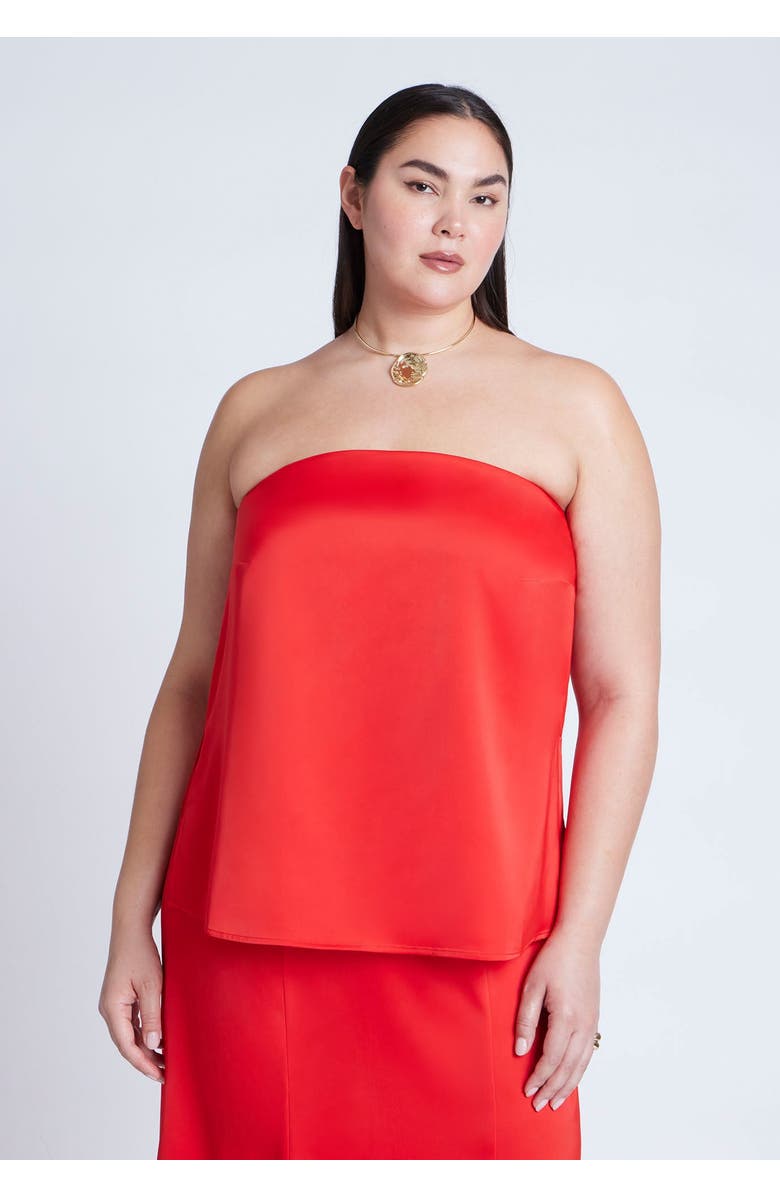 ELOQUII Column Satin Tube Top, Main, color, Adrenaline Red