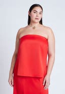 ELOQUII Column Satin Tube Top