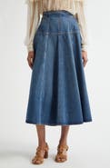 Ulla Johnson The Brigette A-Line Denim Midi Skirt