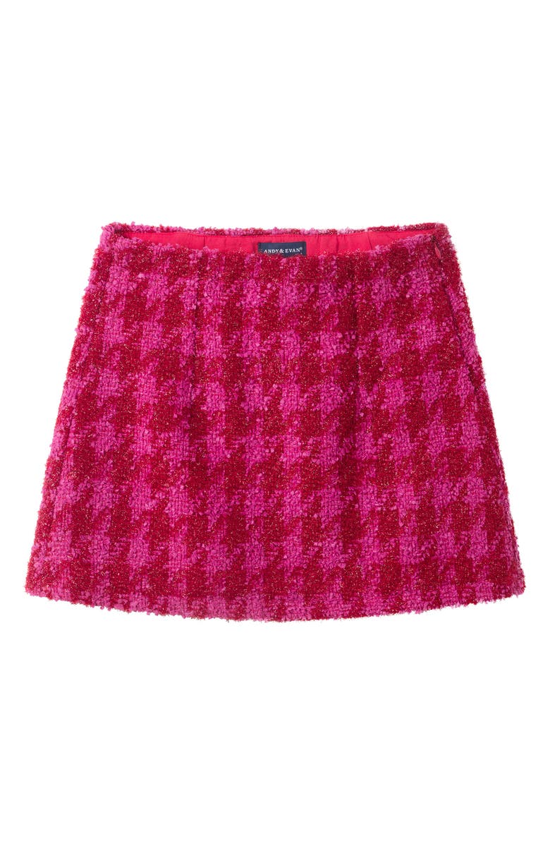 Andy & Evan Kids' Long Sleeve Rib Knit Top & Tweed Skirt Set, Alternate, color, Ivory