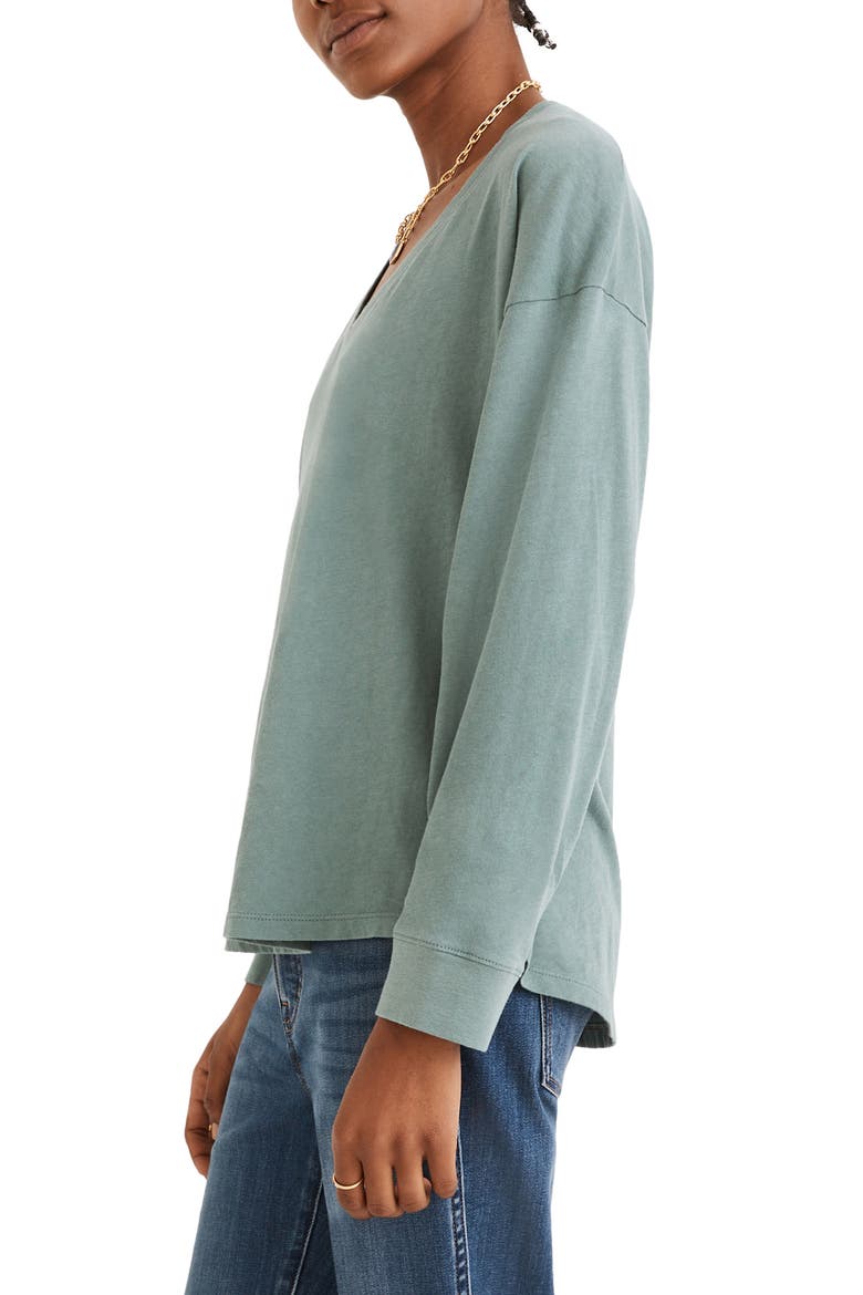 Softfade Cotton V-Neck Relaxed T-Shirt, Alternate, color, FADED SHALE