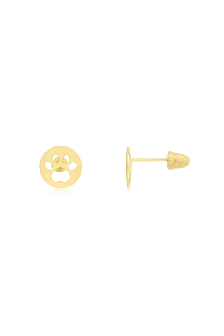 Baby Cut Out Paw Screw Back Stud Earrings, Main, color, Yellow Gold