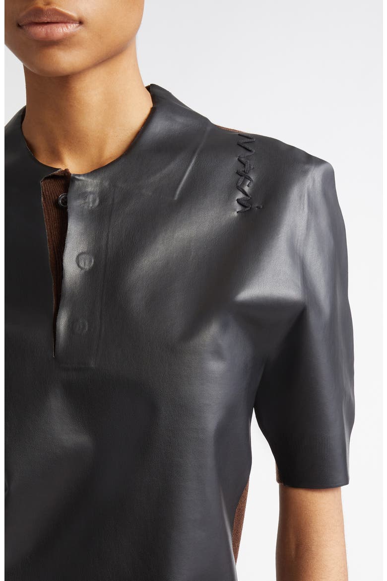 Mixed Media Faux Leather Polo, Alternate, color, MOCA