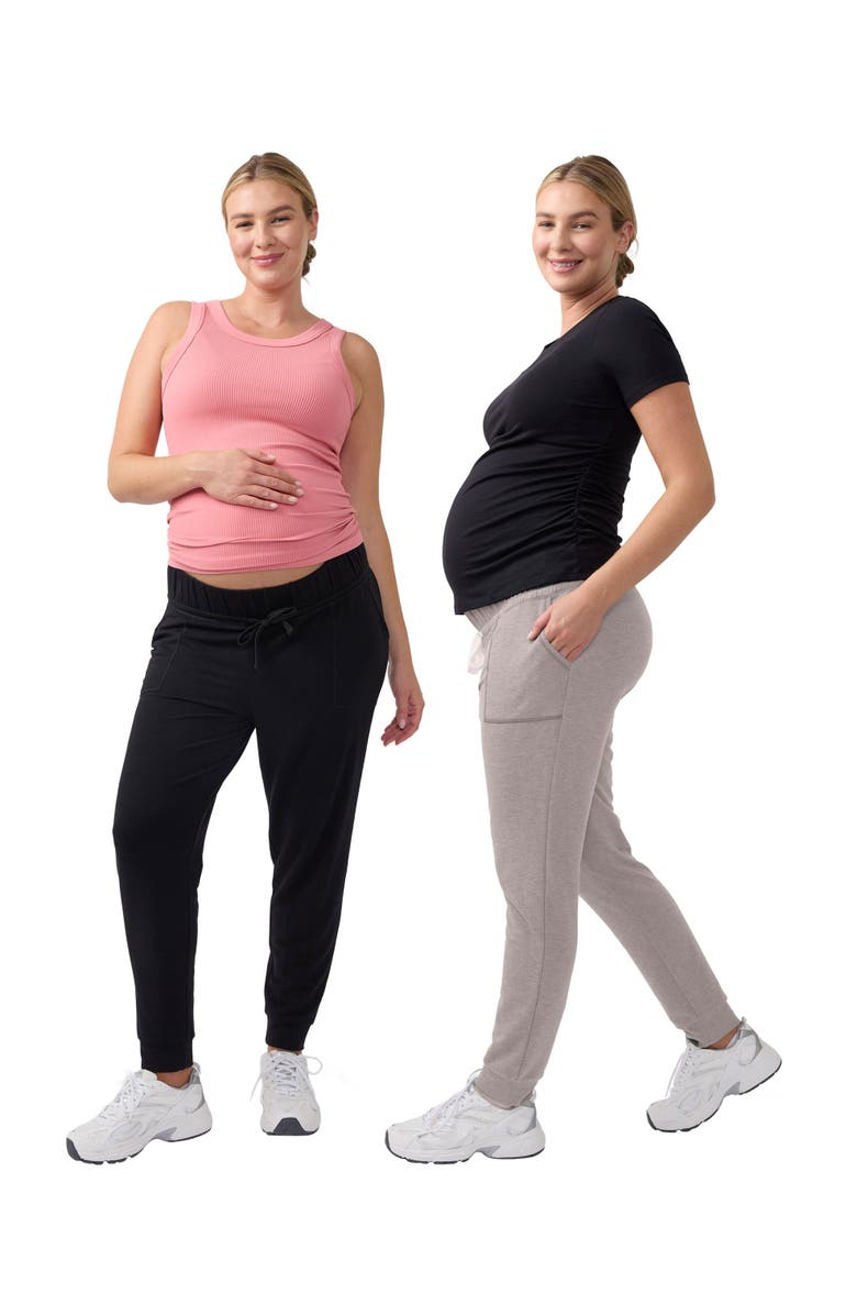 Ingrid & Isabel Knit Jogger Bundle, Main, color, Black/Stone