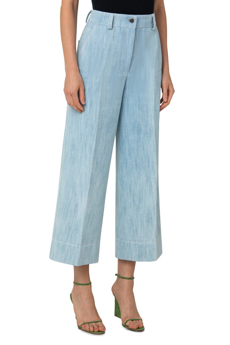 Chiara Wide Leg Crop Denim Pants, Alternate, color, BLEACHED DENIM