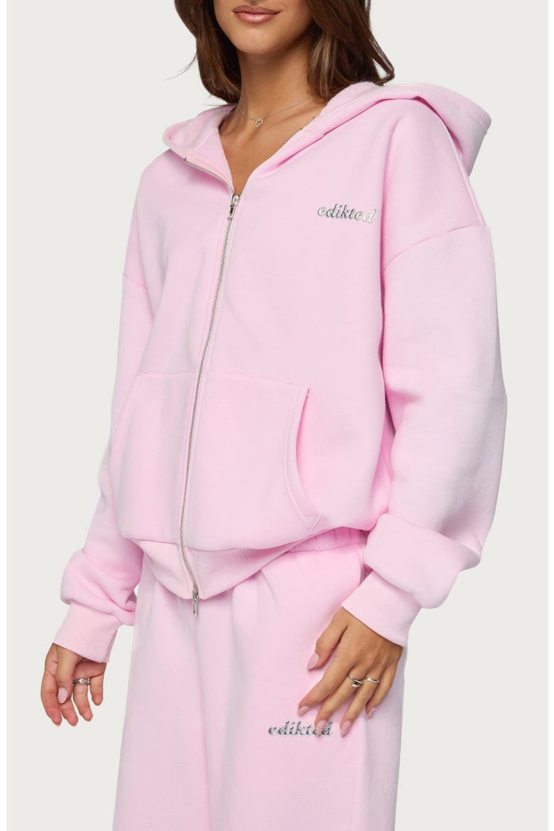 Diva Logo Zip-Up Hoodie, Alternate, color, LIGHT-PINK