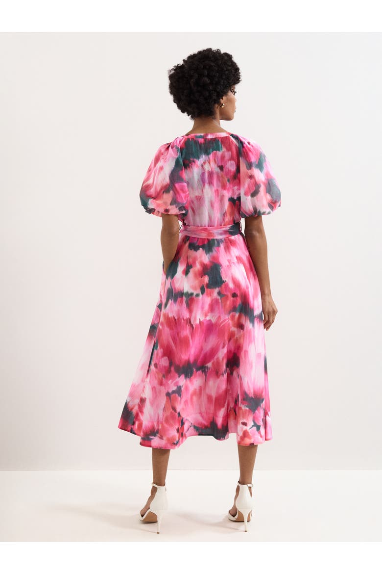 Caterina Puff Sleeve V-Neck Shirt Dress, Alternate, color, Pink