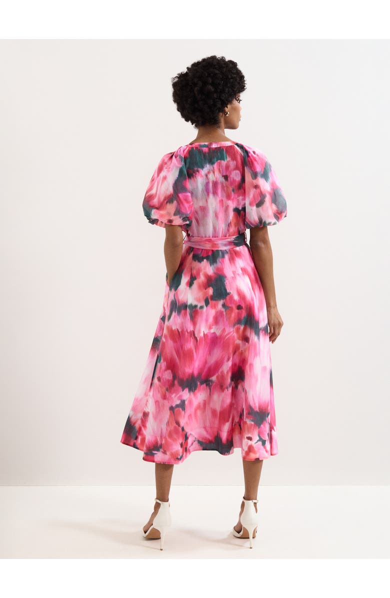 Phase Eight Caterina Puff Sleeve V-Neck Shirt Dress, Alternate, color, Pink