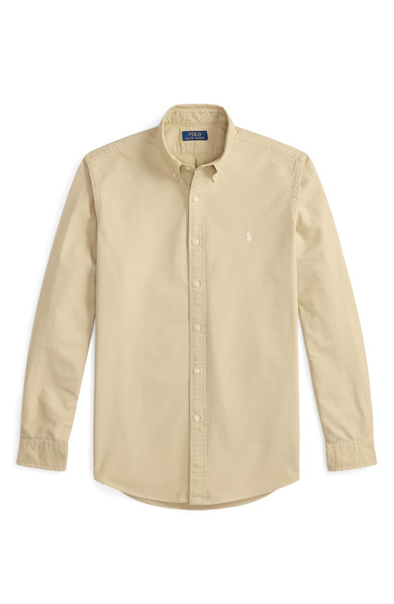 Polo Ralph Lauren Classic Fit Garment Dyed Cotton Oxford Shirt, Alternate, color, Dune Tan